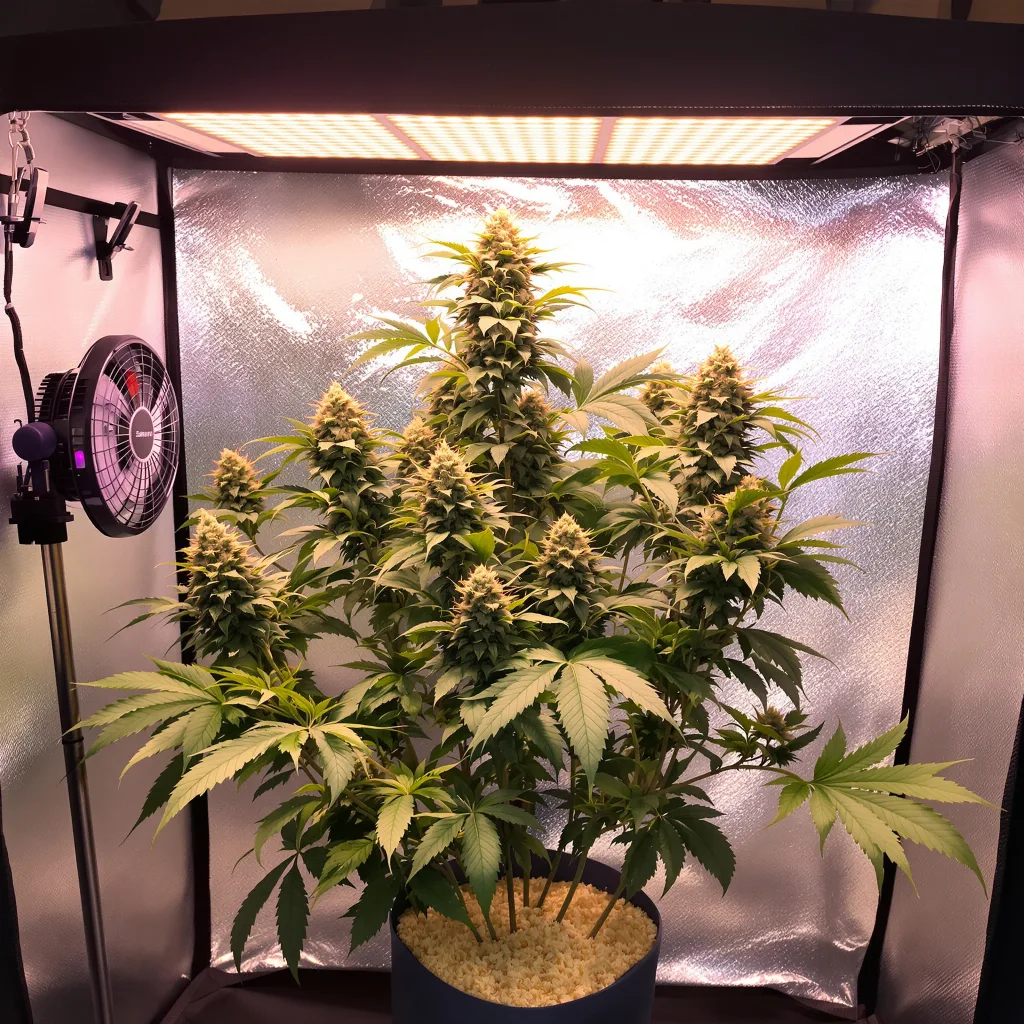 UW 80% Indica / 20% Sativa — Blüte mit sichtbaren Trichomen