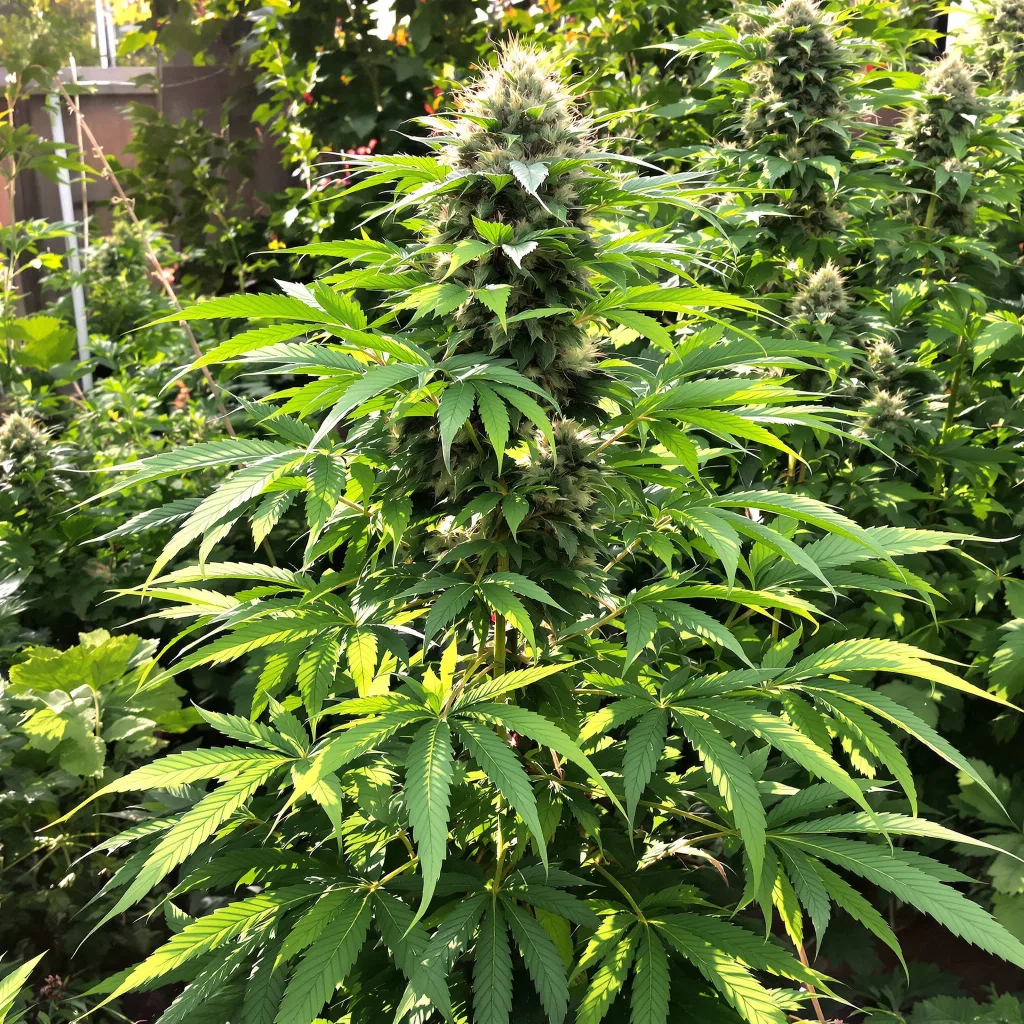 Vader OG 76% Indica / 24% Sativa — Blüte mit sichtbaren Trichomen