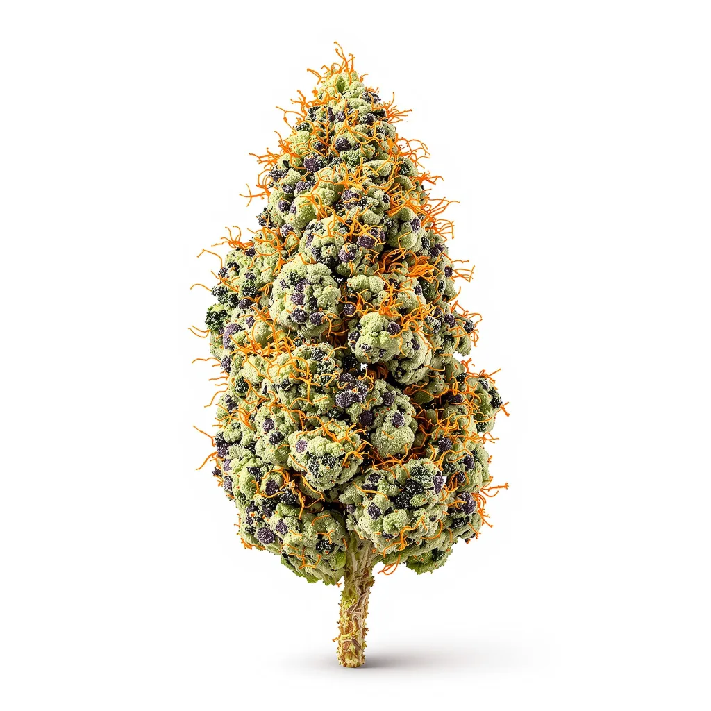 Vader OG 76% Indica / 24% Sativa — Blüte mit sichtbaren Trichomen