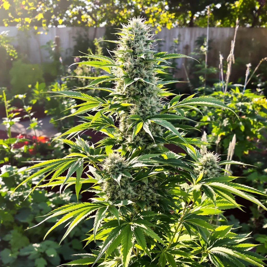 Venus OG 57% Indica / 43% Sativa — Blüte mit sichtbaren Trichomen