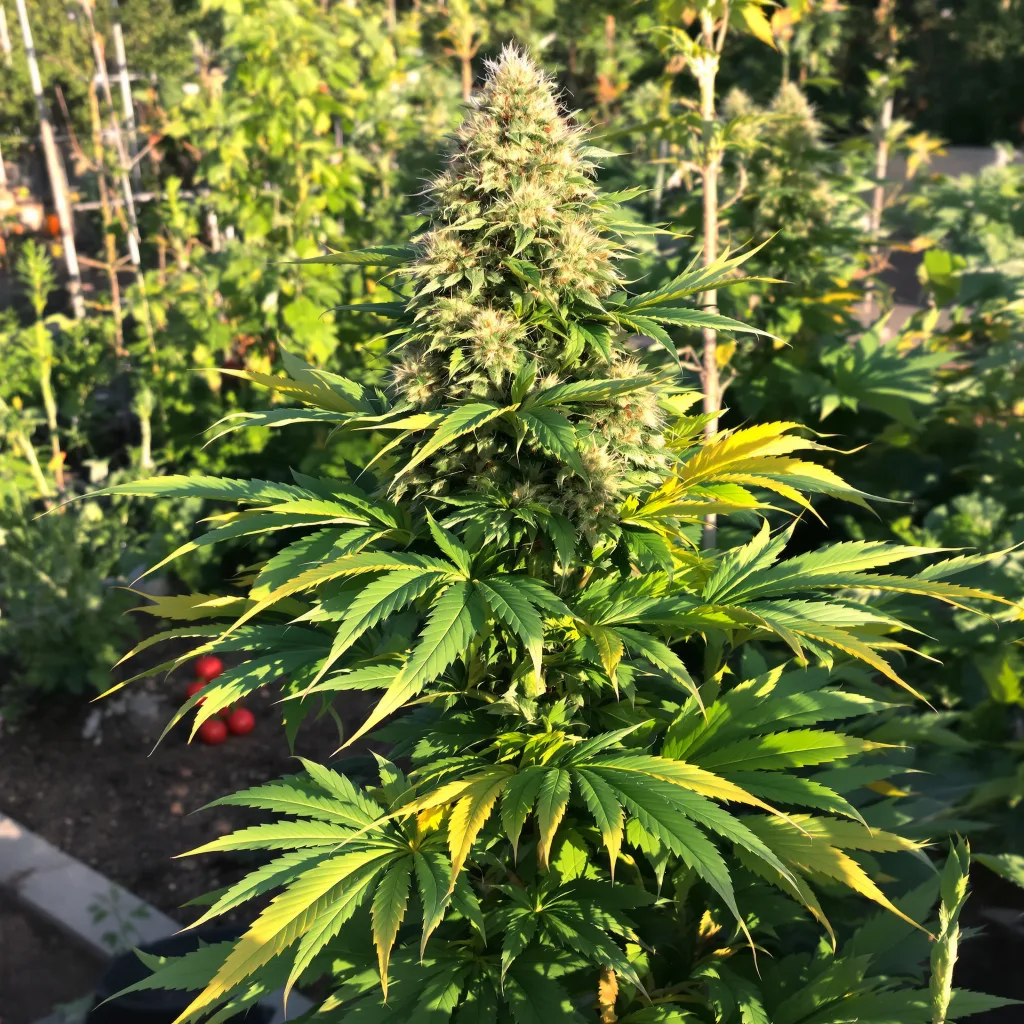 Violator Kush 70% Indica / 20% Sativa — Blüte mit sichtbaren Trichomen