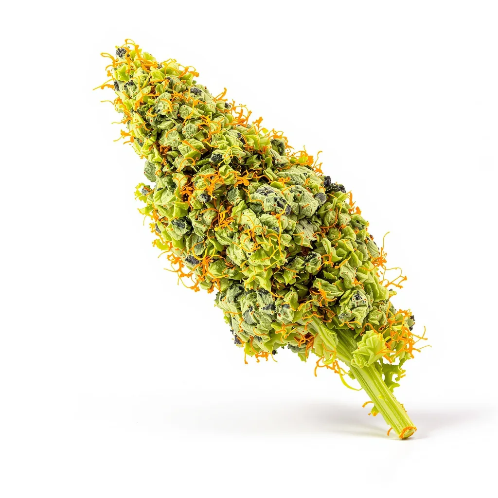 Vortex 20% Indica / 80% Sativa — Blüte mit sichtbaren Trichomen