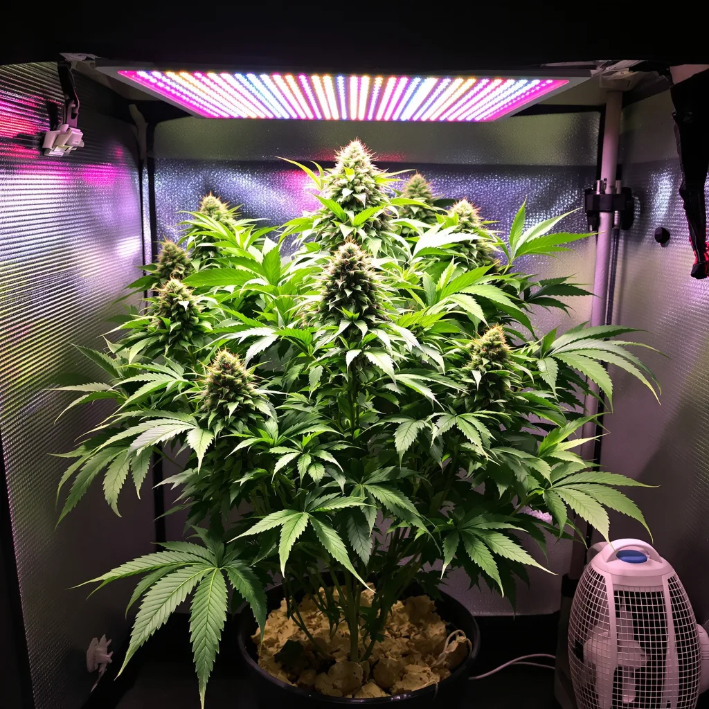 West OG 83% Indica / 17% Sativa — Blüte mit sichtbaren Trichomen