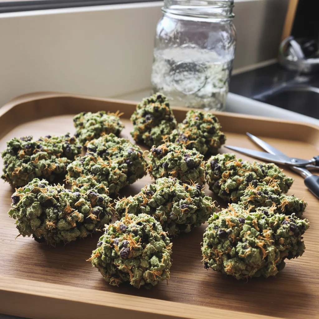 White Berry 60% Indica / 40% Sativa — Blüte mit sichtbaren Trichomen