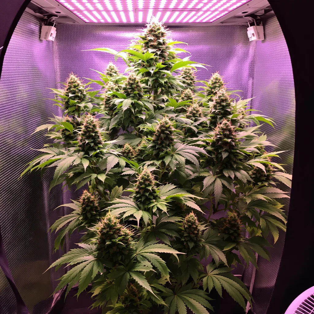 White Berry 60% Indica / 40% Sativa — Blüte mit sichtbaren Trichomen