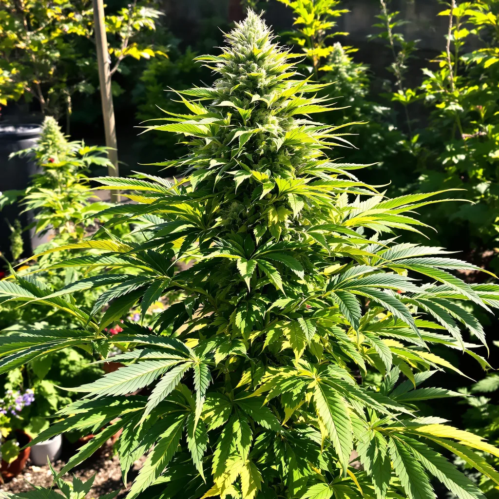 White Fire 43 77% Indica / 23% Sativa — Blüte mit sichtbaren Trichomen