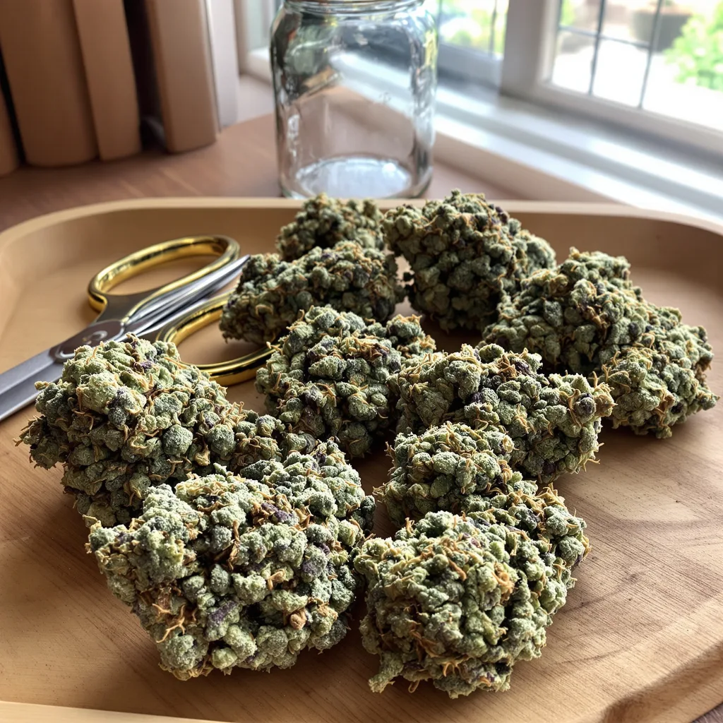 White Gold 60% Indica / 30% Sativa — Blüte mit sichtbaren Trichomen