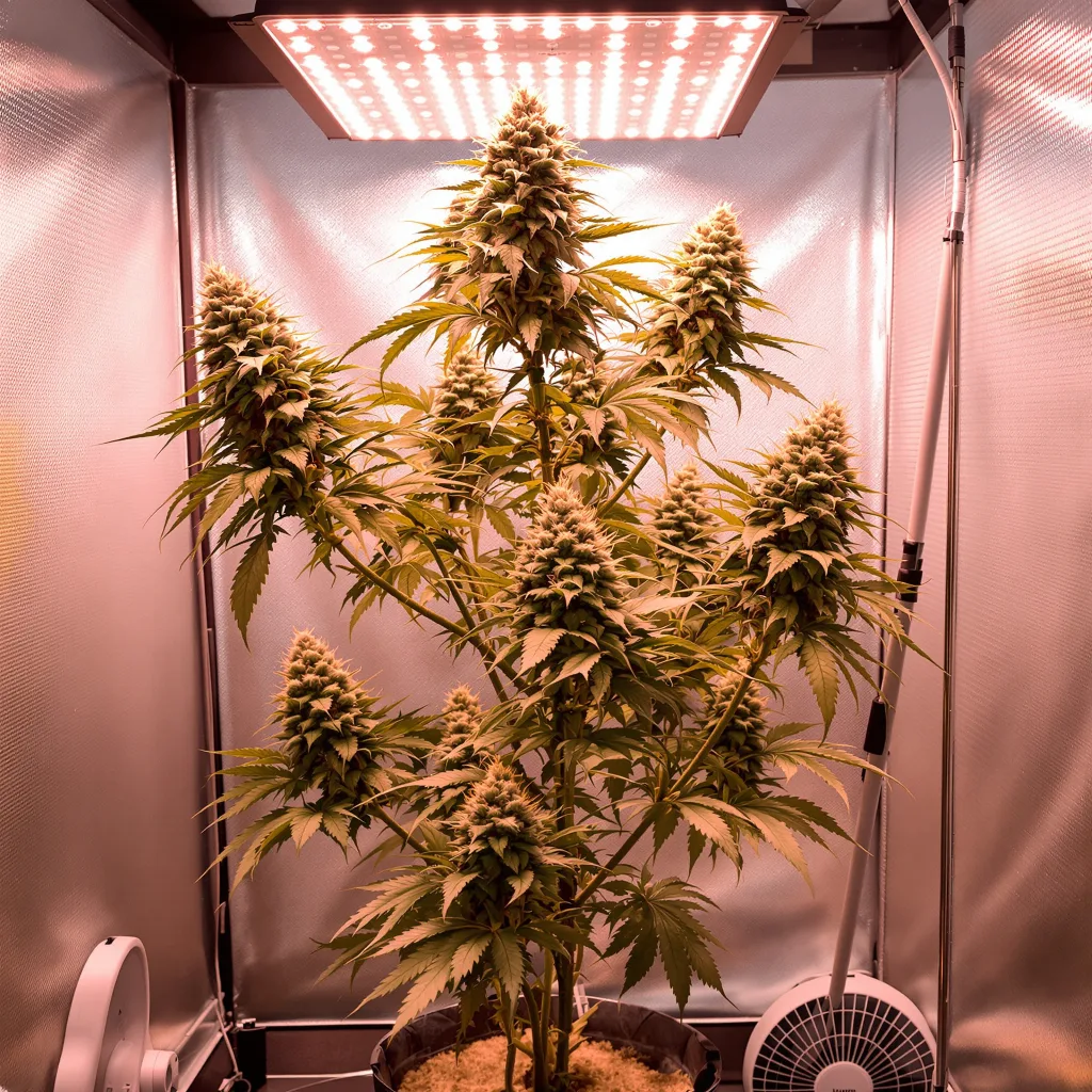 White Gold 60% Indica / 30% Sativa — Blüte mit sichtbaren Trichomen
