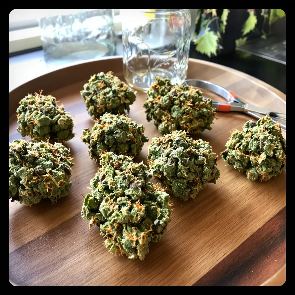 White Lightning 50% Indica / 40% Sativa — Blüte mit sichtbaren Trichomen