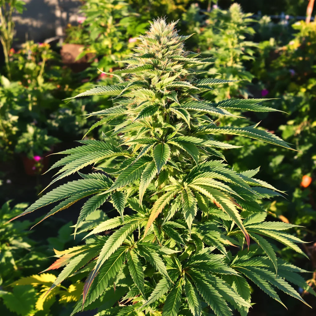 White Rhino 100% Indica / 50% Sativa — Blüte mit sichtbaren Trichomen