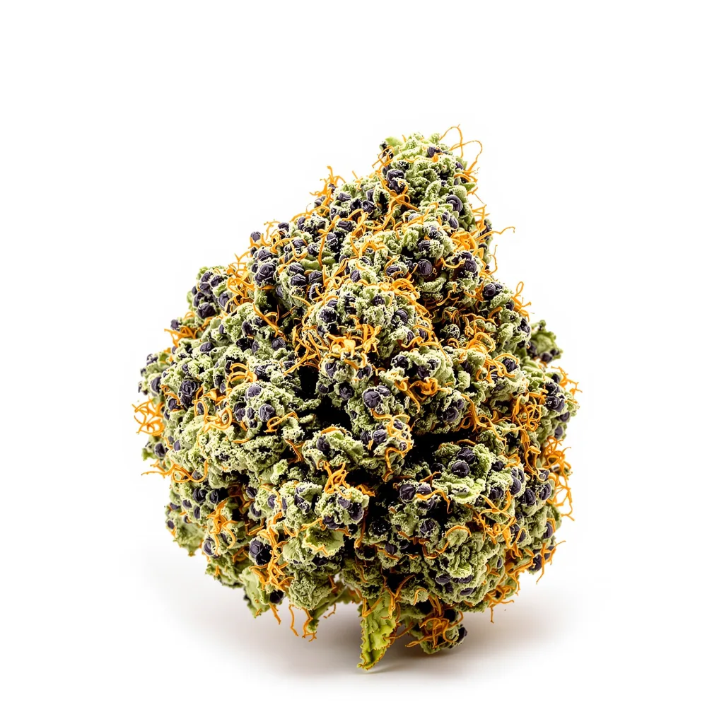 White Runtz 70% Indica / 30% Sativa — Blüte mit sichtbaren Trichomen