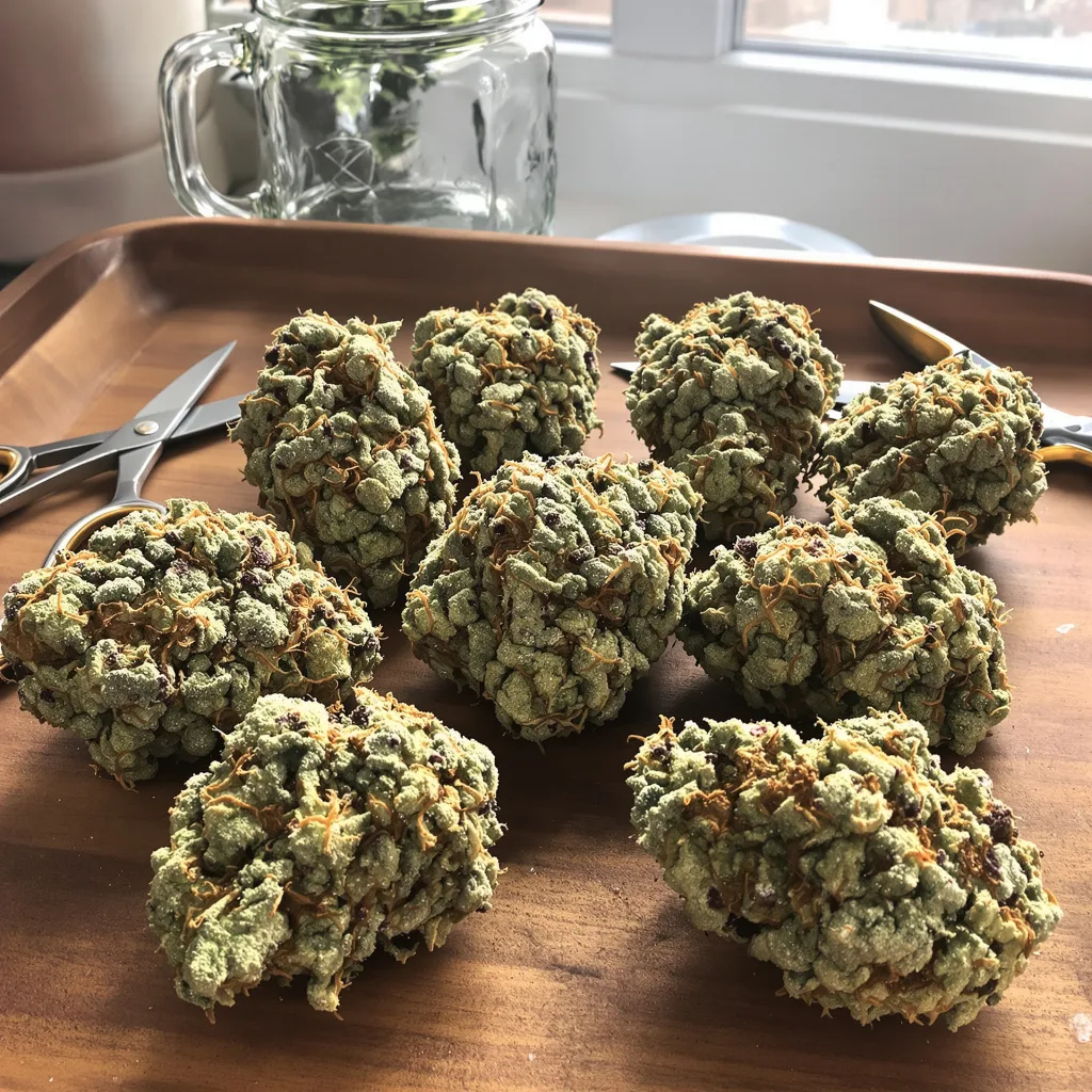 Wilson 64% Indica / 36% Sativa — Blüte mit sichtbaren Trichomen