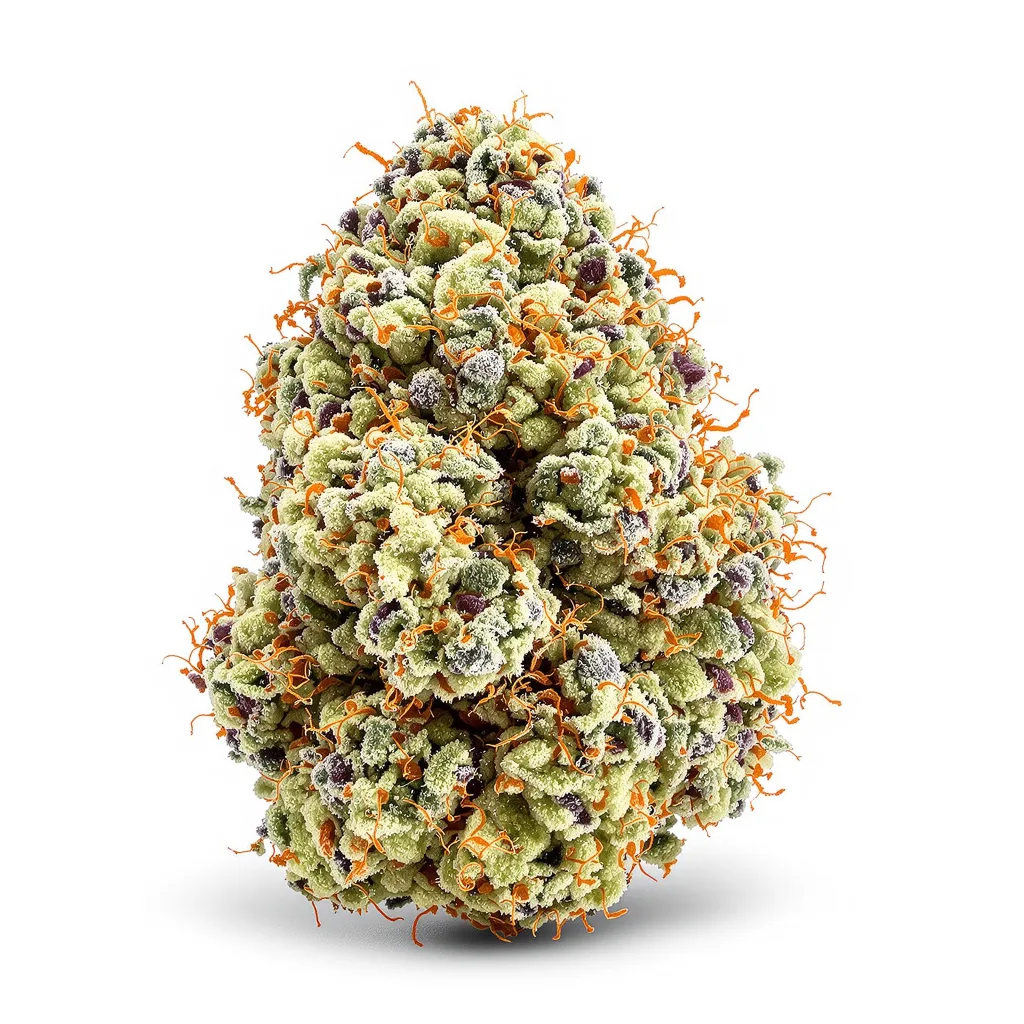 Wilson 64% Indica / 36% Sativa — Blüte mit sichtbaren Trichomen
