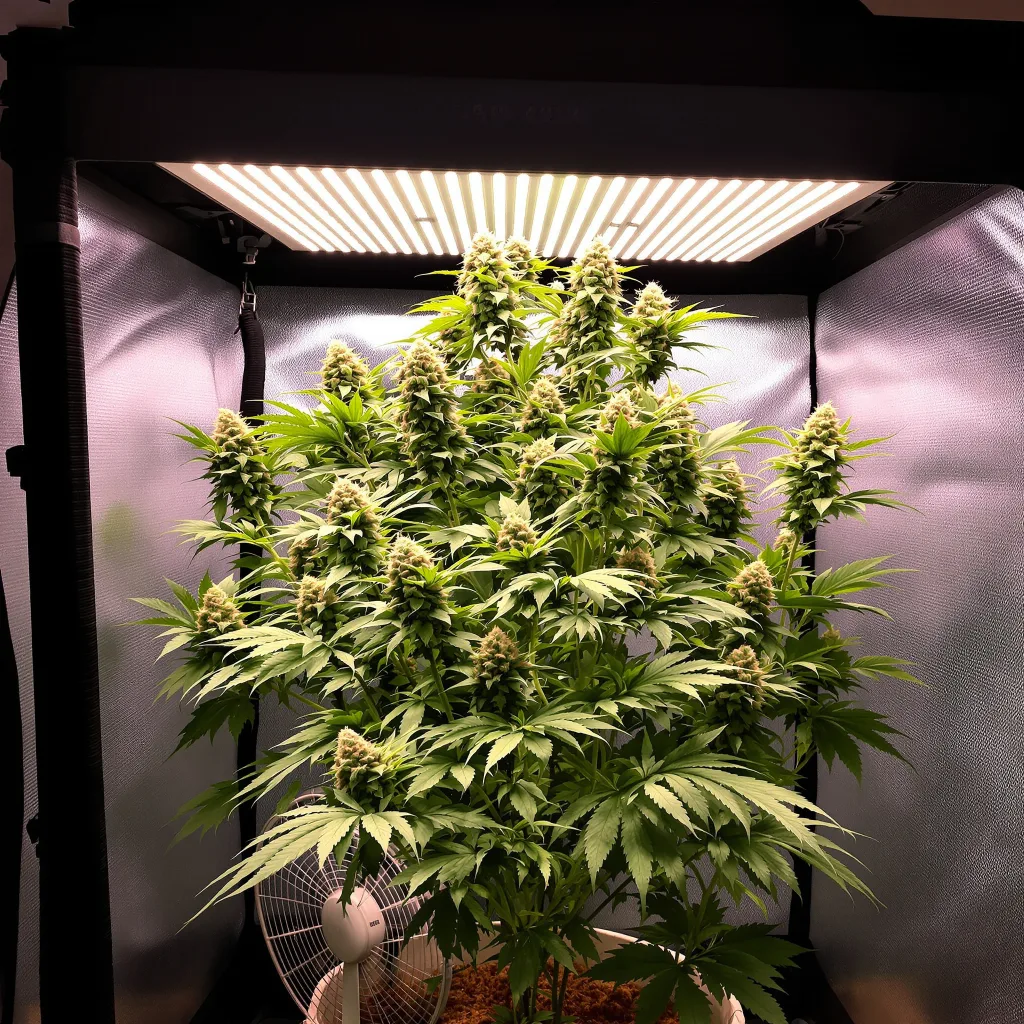 Wonder Woman 51% Indica / 49% Sativa — Blüte mit sichtbaren Trichomen