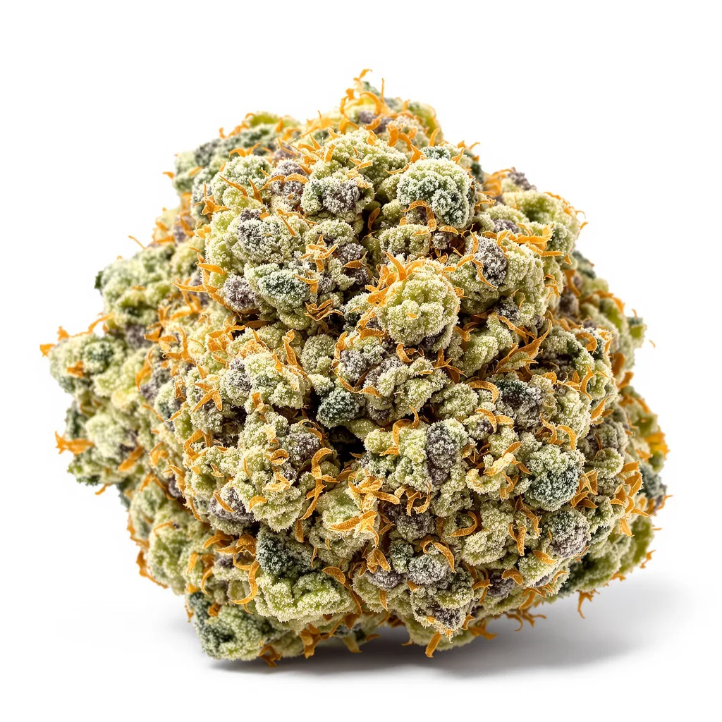 Wonder Woman 51% Indica / 49% Sativa — Blüte mit sichtbaren Trichomen