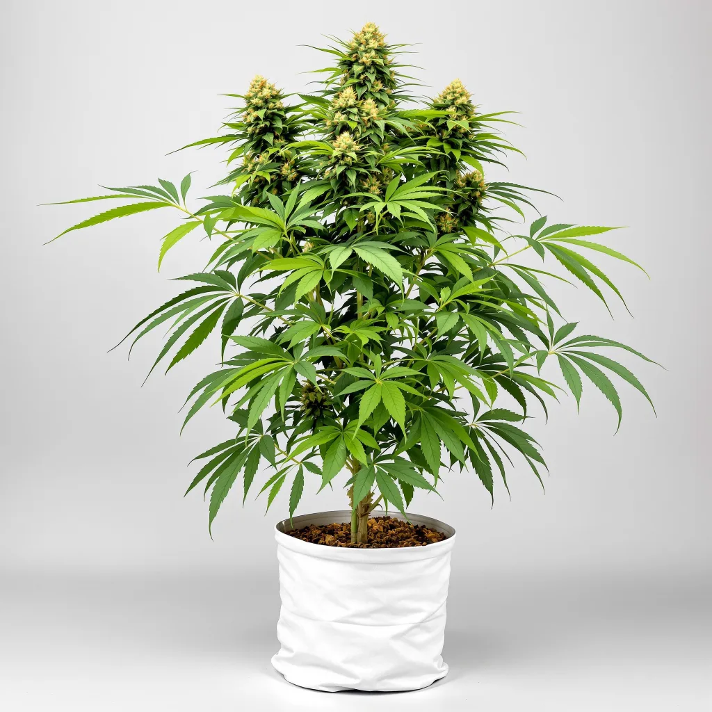 Woody Kush Cannabisblüte Nahaufnahme mit dichte violett getönte Kelche