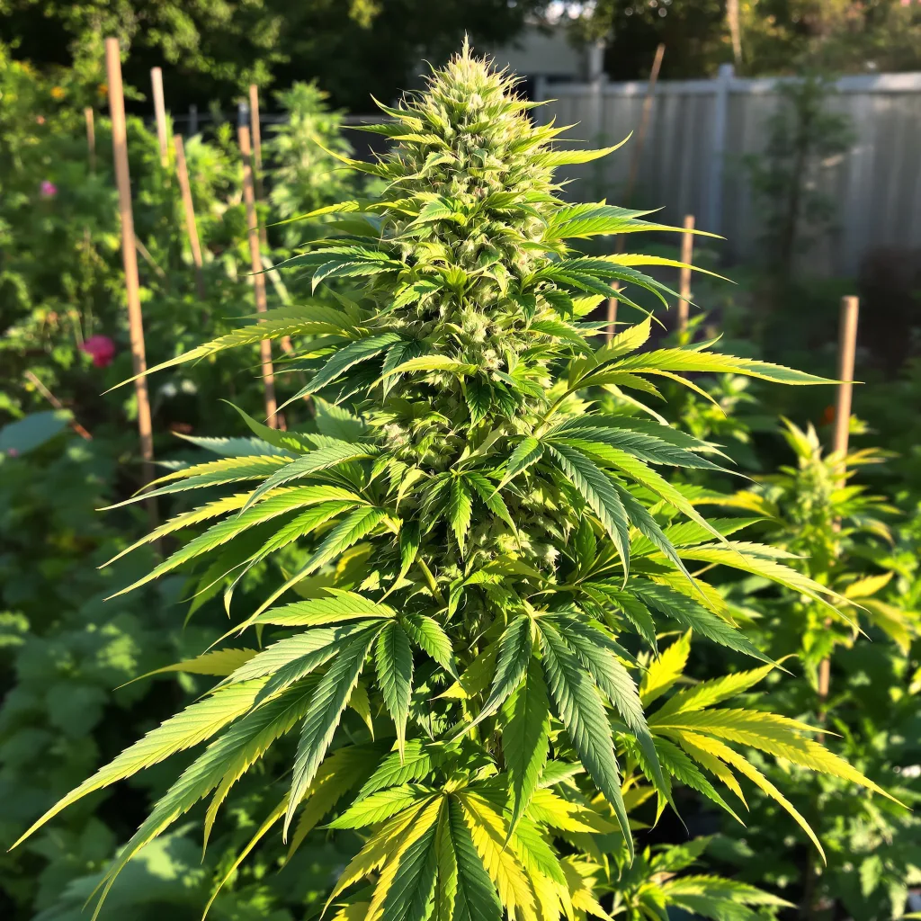 Woody Kush 83% Indica / 17% Sativa — Blüte mit sichtbaren Trichomen