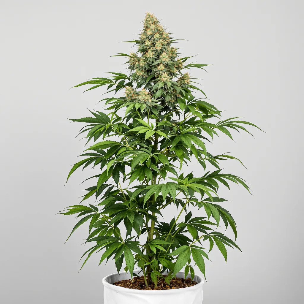 WTF Cannabisblüte Nahaufnahme mit ausgewogene Blütenstruktur mit eisigen Trichomen
