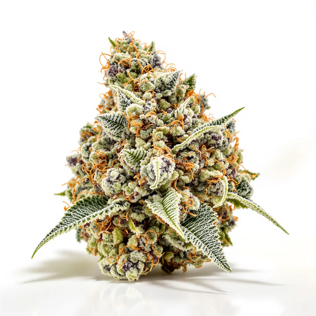 X-Files 42% Indica / 58% Sativa — Blüte mit sichtbaren Trichomen