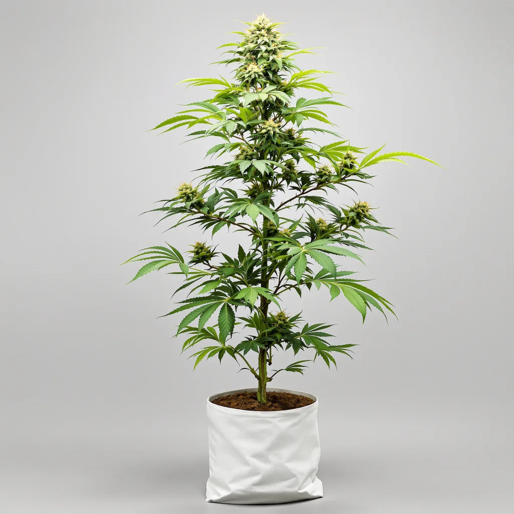 XJ-13 Cannabisblüte Nahaufnahme mit ausgewogene Blütenstruktur mit eisigen Trichomen