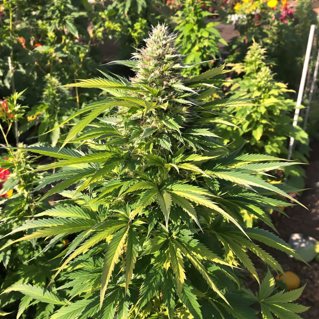 XXX 420 65% Indica / 35% Sativa — Blüte mit sichtbaren Trichomen