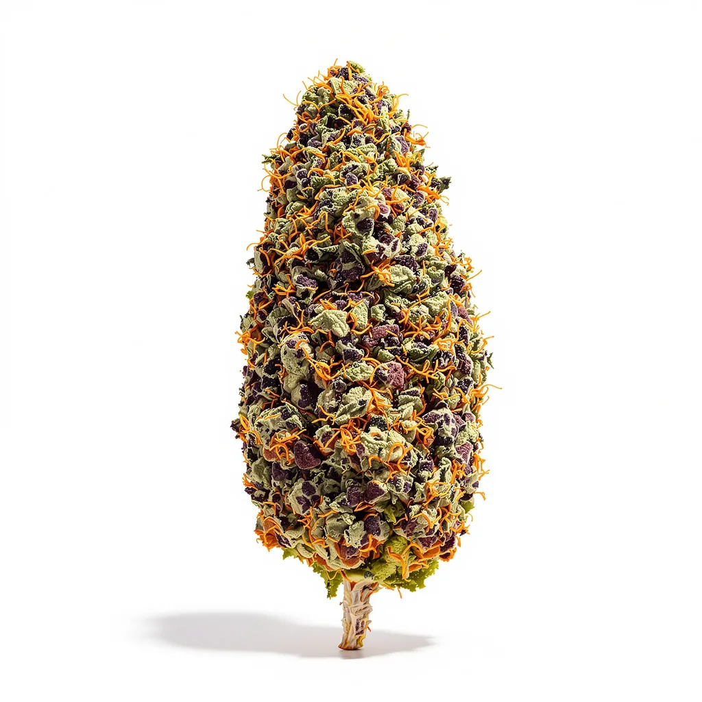 XXX 420 65% Indica / 35% Sativa — Blüte mit sichtbaren Trichomen