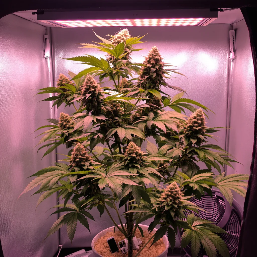 Yoda’s Brain 81% Indica / 19% Sativa — Blüte mit sichtbaren Trichomen