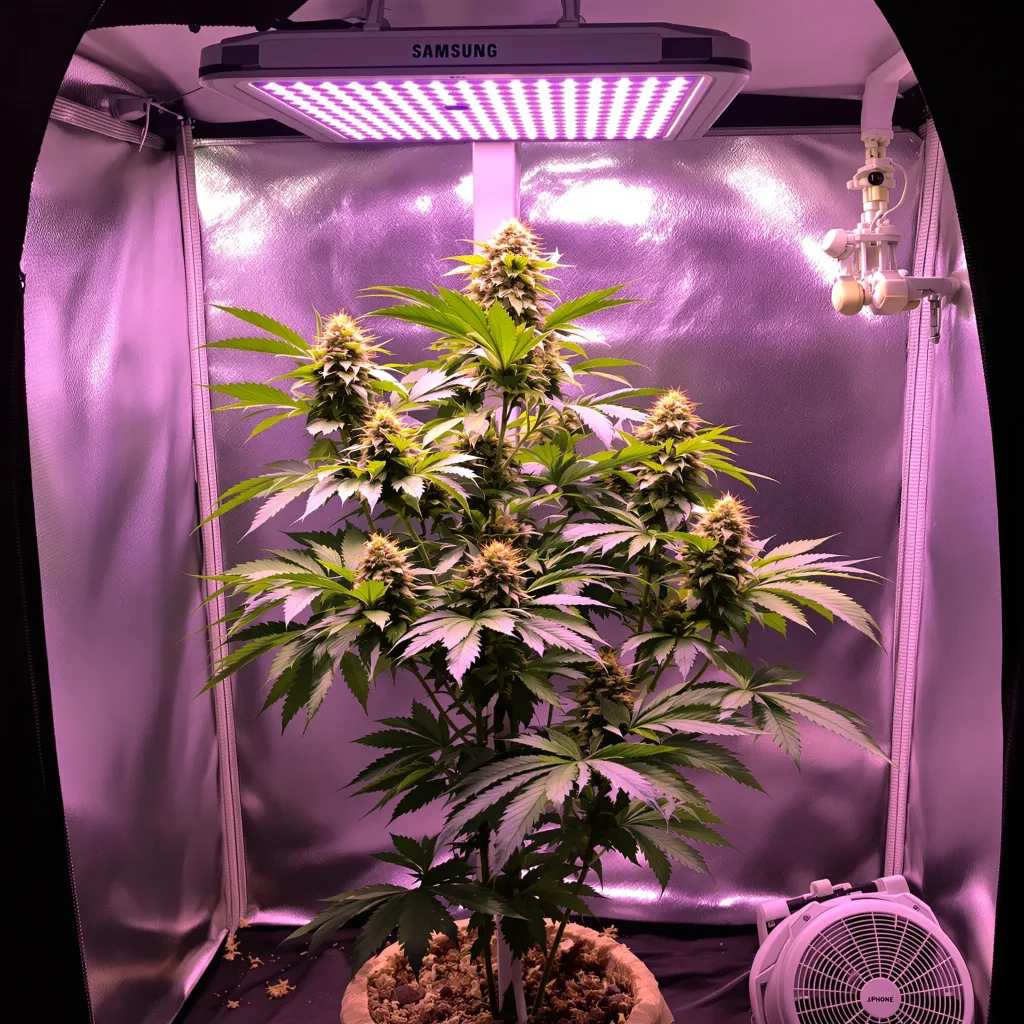 Yumboldt 71% Indica / 29% Sativa — Blüte mit sichtbaren Trichomen