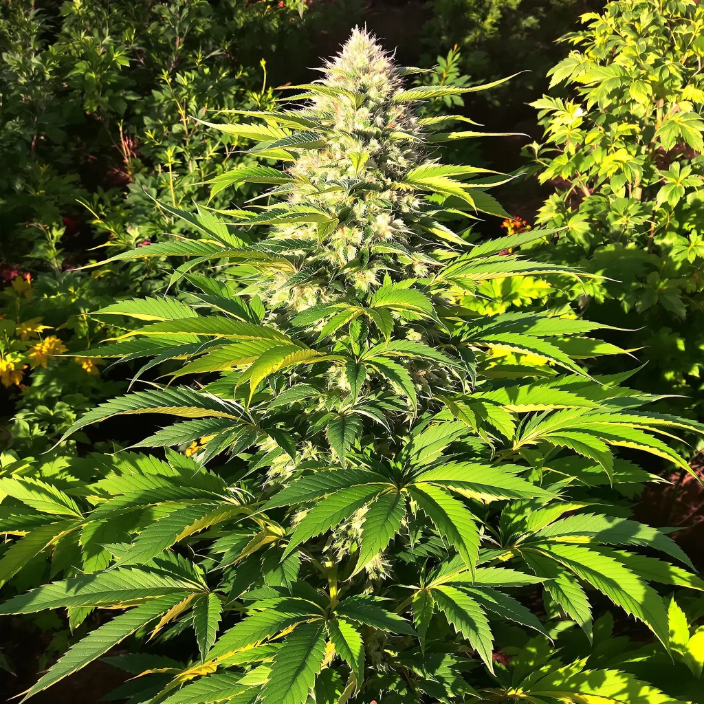 Yumboldt 71% Indica / 29% Sativa — Blüte mit sichtbaren Trichomen
