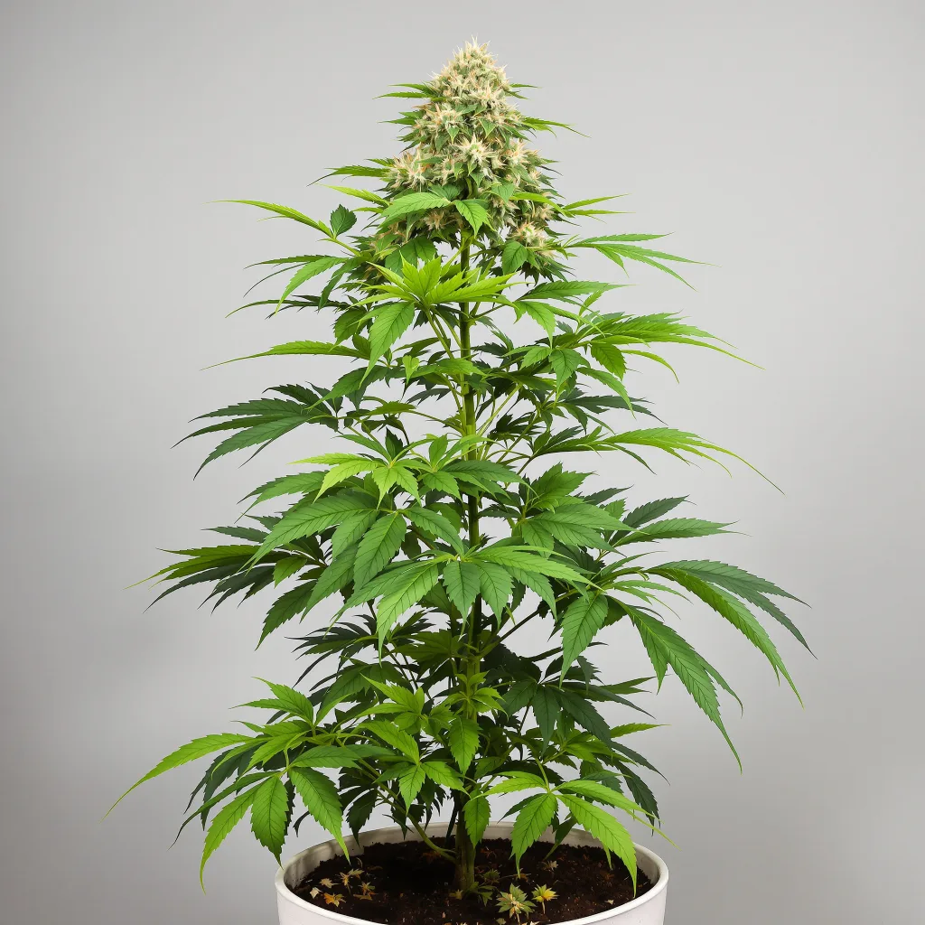 Zashimi Cannabisblüte Nahaufnahme mit ausgewogene Blütenstruktur mit eisigen Trichomen
